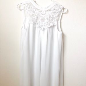 White Crochet Sleeveless Dress